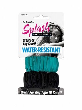 Splash Teal and Black Water-Resistant Ponytail Holder